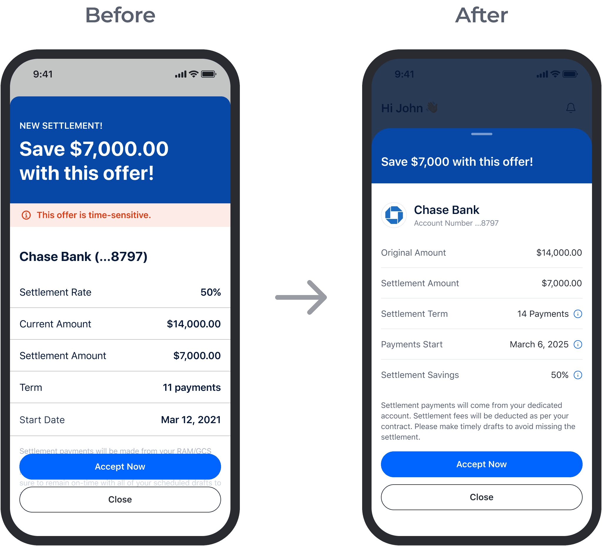 Offer redesign with savings block